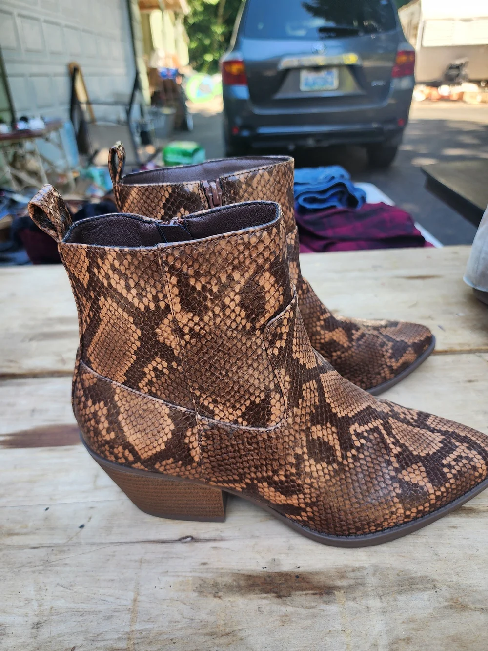 Women's Snake-Print Ankle Boots - Brown